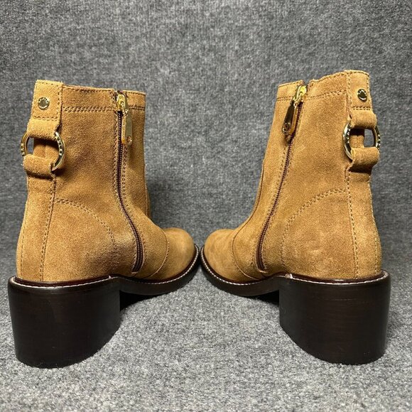 Radley London Ankle Boots Womens Size 8 Camel Brown Leather Side Zip Booties - Picture 5 of 10